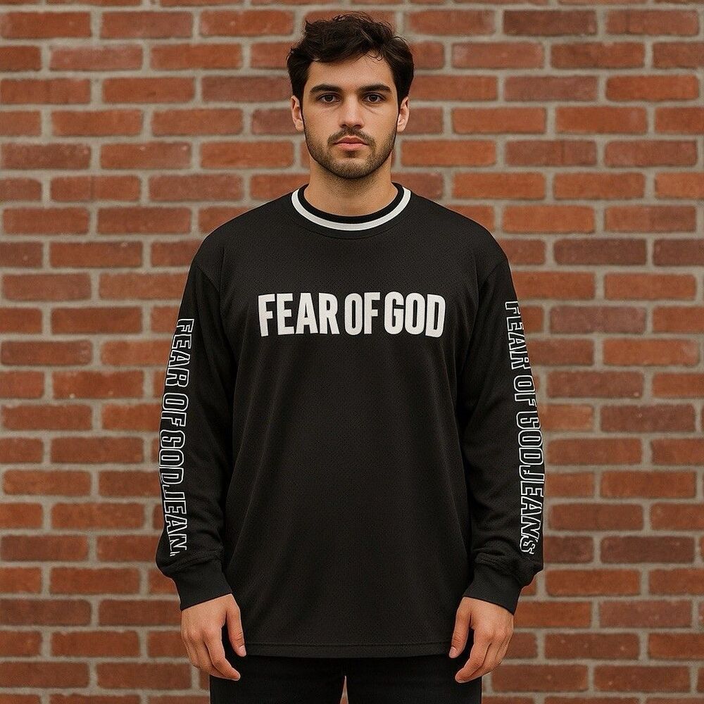 FEAR OF GOD FIFTH COLLECTION 2017 Black MESH MOTOCROSS JERSEY XL